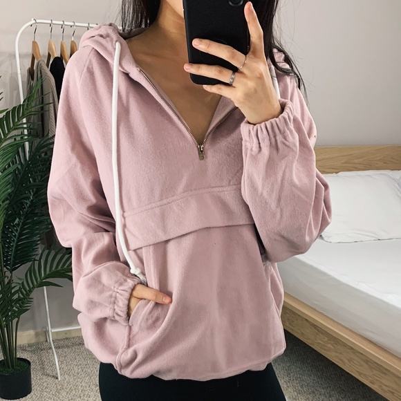 🆕 Miranda - Pink Quarter Zip Hoodie - Picture 2 of 5